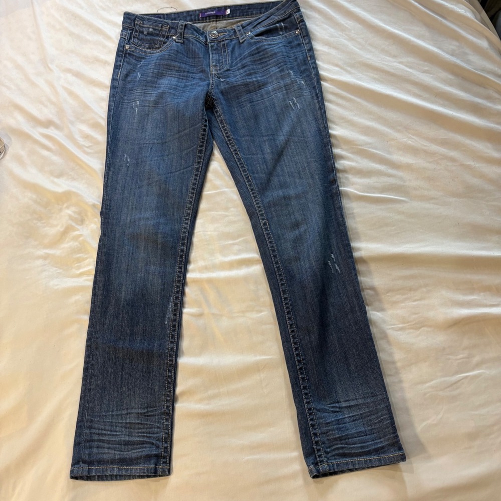 Vigoss Women's Jeans Size 9 Blue Denim Skinny Distressed Embellished Pockets‎